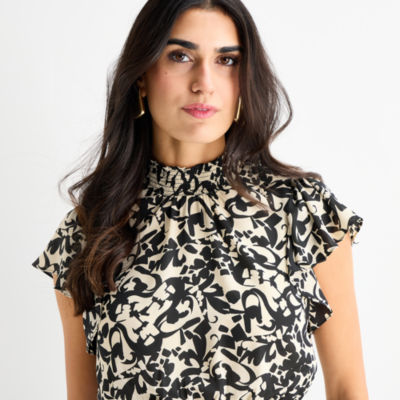 MSK Womens Mock Neck Short Sleeve Jumpsuit