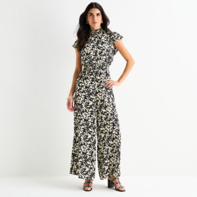 MSK Womens Mock Neck Short Sleeve Jumpsuit