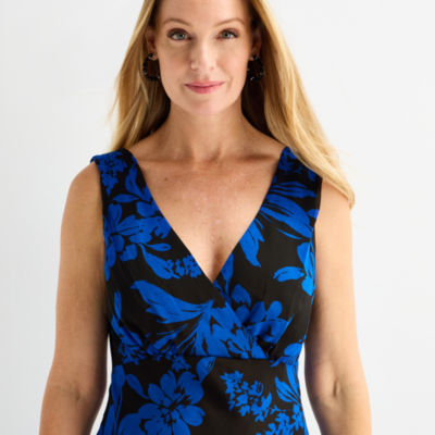 Connected Apparel Womens Sleeveless Floral Midi Fit + Flare Dress