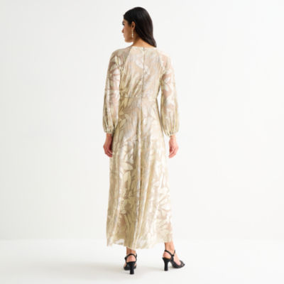 Sam And Jess Womens Long Sleeve Leaf Evening Gown