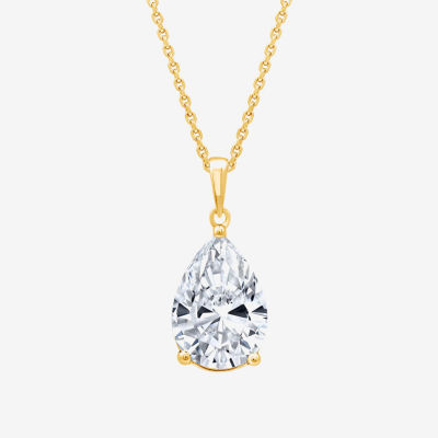 (F/Vs1) Womens 5 CT. T.W. Lab Grown White Diamond 14K Gold Pear 18 Inch Pendant Necklace
