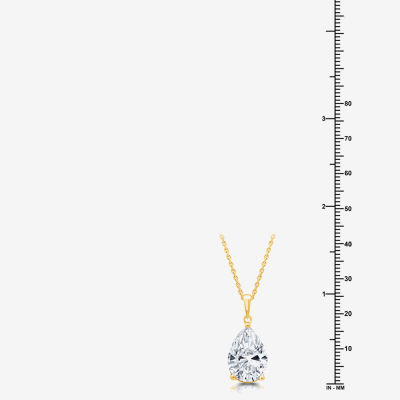 (F/Vs1) Womens 5 CT. T.W. Lab Grown White Diamond 14K Gold Pear 18 Inch Pendant Necklace