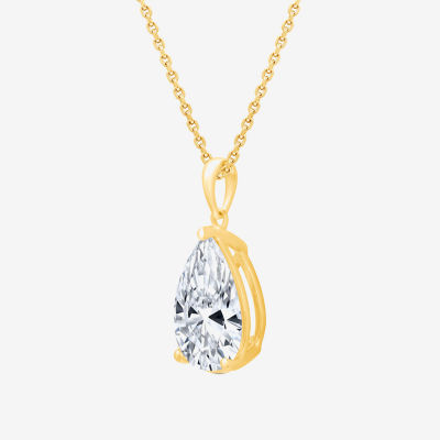 (F/Vs1) Womens 5 CT. T.W. Lab Grown White Diamond 14K Gold Pear 18 Inch Pendant Necklace