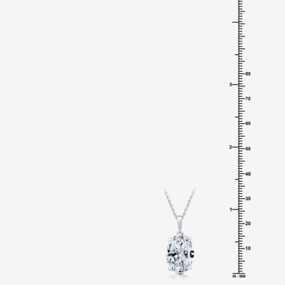 (F/Vs1) Womens 5 CT. T.W. Lab Grown White Diamond 14K White Gold Oval 18 Inch Pendant Necklace