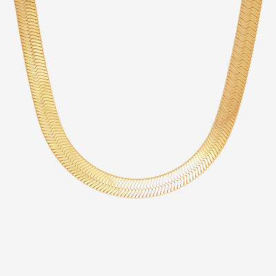 Bonded Brilliance Womens 14K Gold Over Silver 20 Inch Herringbone Chain Necklace