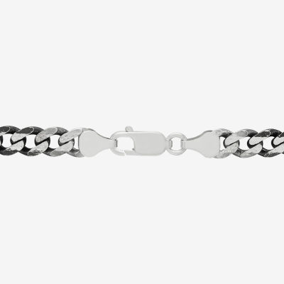 Womens Sterling Silver 8 1/2 Inch Solid Curb Chain Bracelet