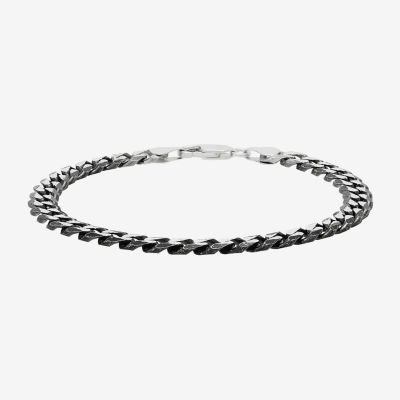 Womens Sterling Silver 8 1/2 Inch Solid Curb Chain Bracelet