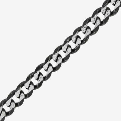 Womens Sterling Silver 8 1/2 Inch Solid Curb Chain Bracelet