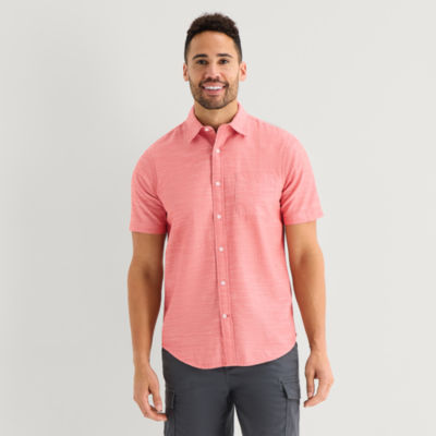 St. John's Bay Slub Mens Short Sleeve Classic Fit Button-Down Shirt