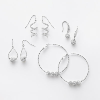 Sparkle Allure Womens Crystal Pure Silver Over Brass Drop Earrings