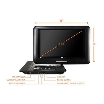 Inputs, Player Trexonic Screen Portable Black DVD JCPenney USB/SD/AV and with Color: TFT-LCD - 14.1\
