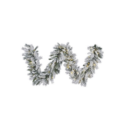 Vickerman 9' Snow Ridge Christmas Garland with 100Warm White LED Lights