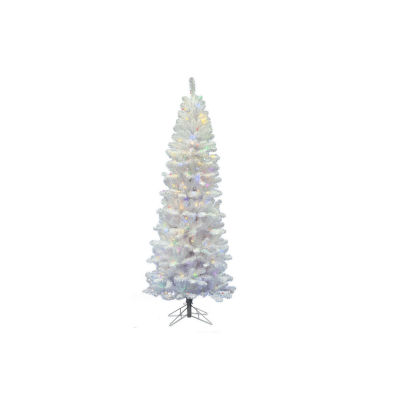  9.5' Prelit White Salem Pencil Pine Artificial Christmas Tree