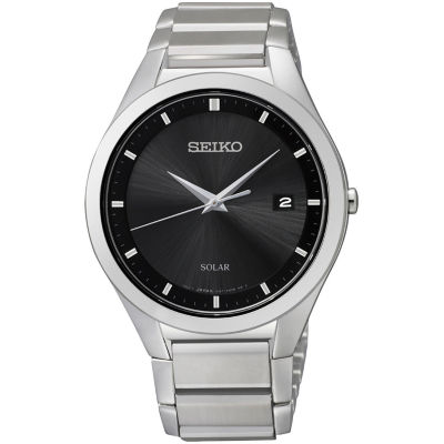 Seiko® Mens Silver-Tone Solar Watch SNE241, Color: Silvertone - JCPenney