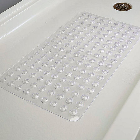 Kennedy International White Sanitized PVC Bath Mat, One Size, Clear