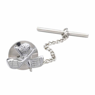 Golf Clubs Rhodium-Plated Tie Tack