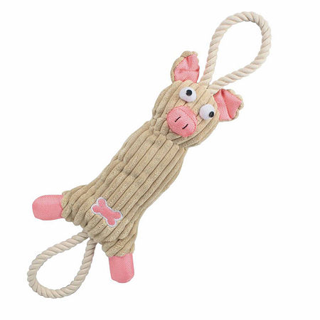 The Pet Life Jute And Rope Plush Pig - Pet Toy, One Size, Pink