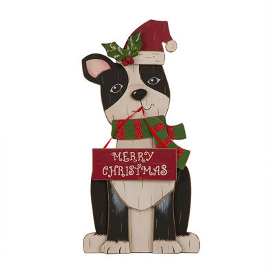 Glitzhome Wooden Christmas Dog Figurine