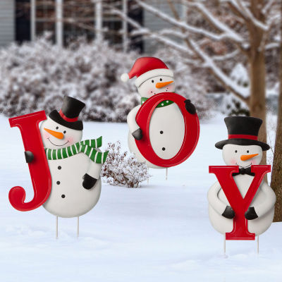 Glitzhome Snowman Joy Christmas Holiday Yard Art