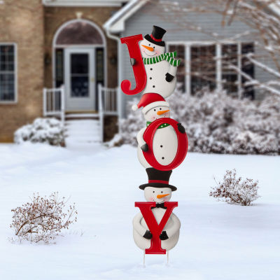 Glitzhome Snowman Joy Christmas Holiday Yard Art