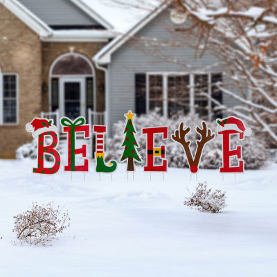 Glitzhome Believe Christmas Yard Art