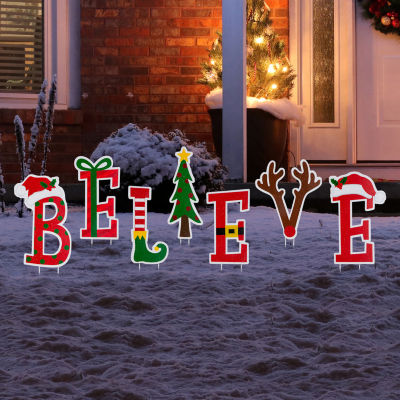 Glitzhome Believe Christmas Yard Art