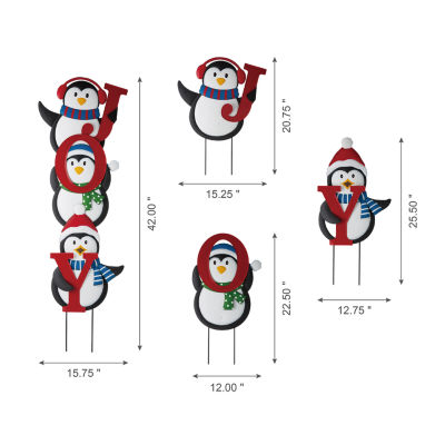 Glitzhome Penguin Joy Christmas Holiday Yard Art