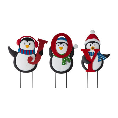 Glitzhome Penguin Joy Christmas Yard Art