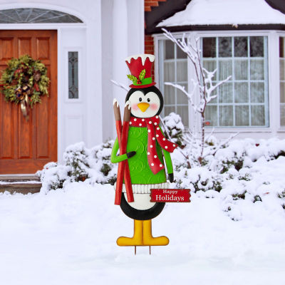 Glitzhome Ski Penguin Christmas Holiday Yard Art