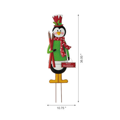 Glitzhome Ski Penguin Christmas Holiday Yard Art