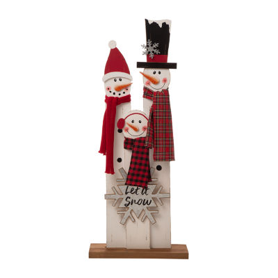 Glitzhome Wood Snowman Family Christmas Holiday Yard Art