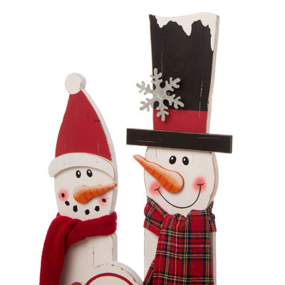 Glitzhome Wood Snowman Family Christmas Yard Art