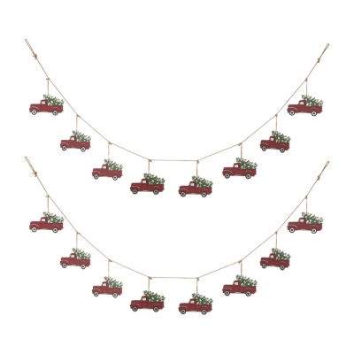 Glitzhome 2pc Red Truck Indoor Christmas Garland