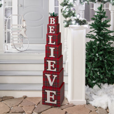 Glitzhome Believe Block Christmas Yard Art