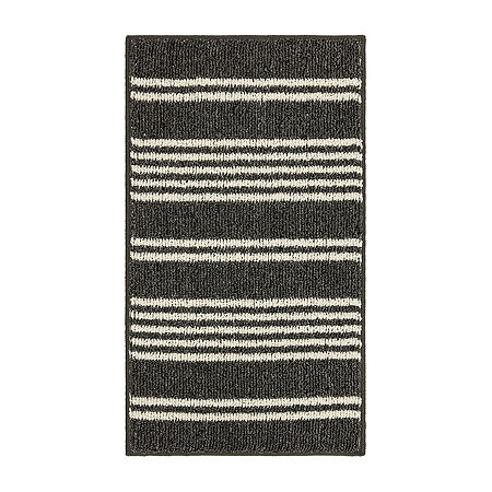 Mohawk Home Piping Stripe Washable Indoor Rectangular Accent Rug, One Size, Black