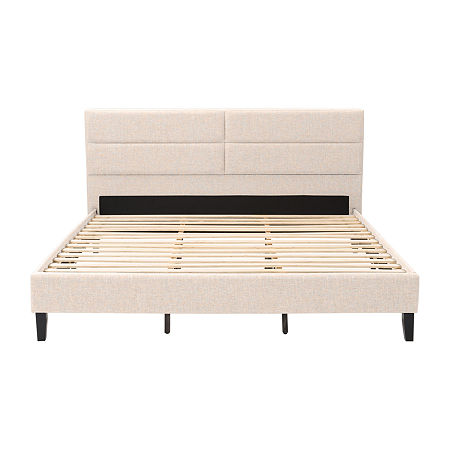 Bellevue Upholstered Panel Bed, One Size, Beige