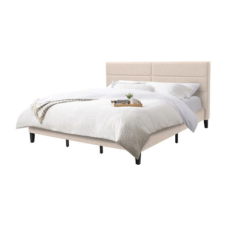 Bellevue Upholstered Panel Bed, One Size, Beige