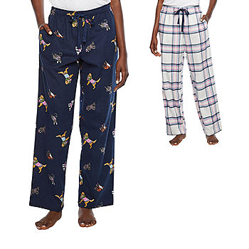 Sleep Chic Womens 2 Pack Pajama Flannel Pants, Color: Blue Plaid