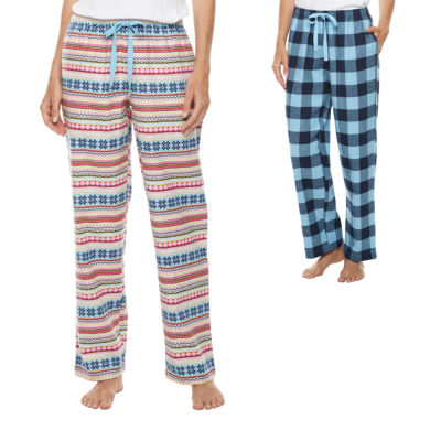 Sleep Chic Womens 2 Pack Pajama Flannel Pants, Color: Blue Plaid