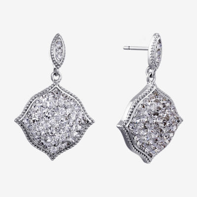 Sparkle Allure Crystal Pure Silver Over Brass Drop Earrings