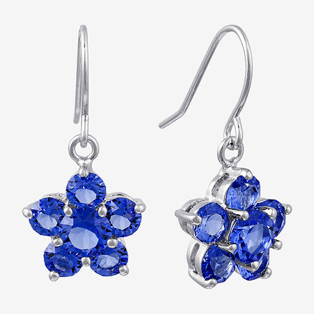 Sparkle Allure Crystal Pure Silver Over Brass Flower Drop Earrings, One Size, Blue