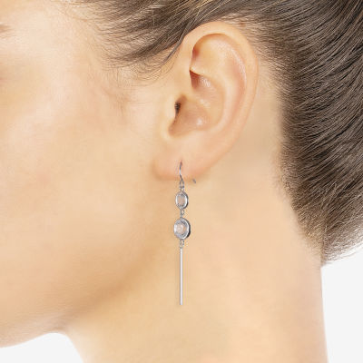 Sparkle Allure Womens Crystal Pure Silver Over Brass Drop Earrings