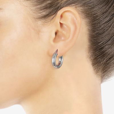 Silver Reflections Womens 25mm Hoop Earrings