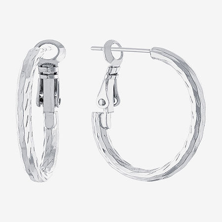 Silver Reflections Womens 20mm Hoop Earrings In Metallic