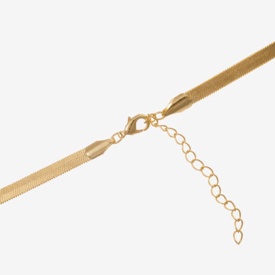 Silver Reflections Womens 14K Gold Over Brass 16 Inch Herringbone Chain Necklace