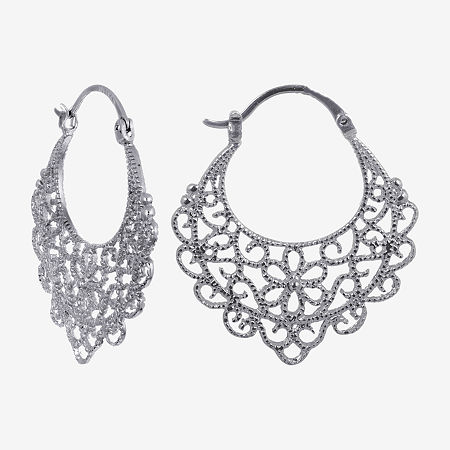 Silver Reflections Womens 34.5mm Hoop Earrings, One Size