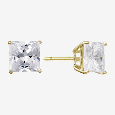 Silver Treasures Cubic Zirconia 14K Gold Over Silver 7.8mm Stud Earrings