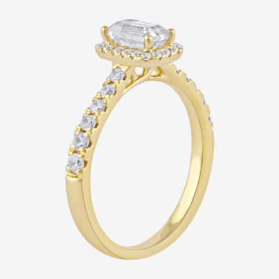 Certified (F / Si1) Womens 3/4 CT. T.W. Lab Grown White Diamond 10K Gold Side Stone Halo Engagement Ring