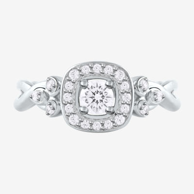 Certified (F / Si1) Womens 3/8 CT. T.W. Lab Grown White Diamond 10K Gold Cushion Halo Engagement Ring