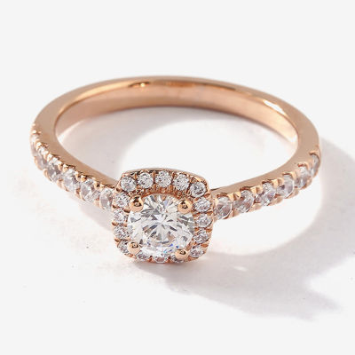 Certified (F / Si1) Womens 3/4 CT. T.W. Lab Grown White Diamond 10K Rose Gold Cushion Side Stone Halo Engagement Ring